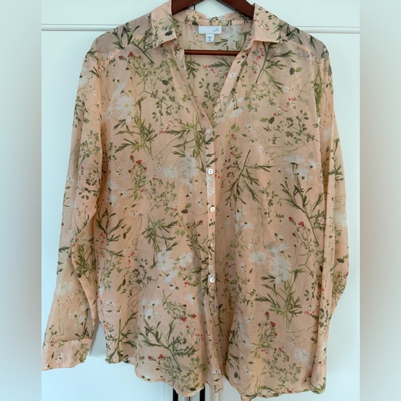 J Jill Silk blend floral blouse Sz M Tall - Picture 3 of 8